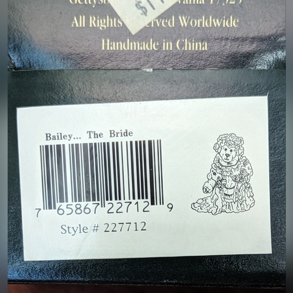 1999 Boyds Bear & Friends "Bailey the Bride" Bear Stone Collection #227712 - Picture 12 of 15